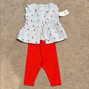 Carter's 6m Baby Outfit - Striped Top and Red Leggings